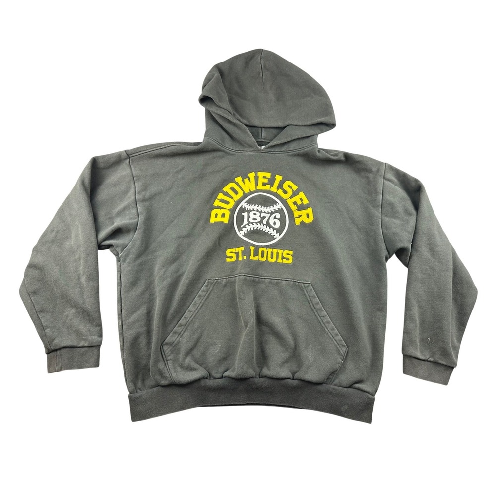 PacSun Budweiser Hoodie Men L Gray St. Louis Baseball‎ Graphic 1876 Streetwear